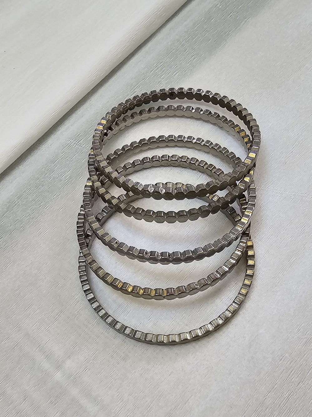 Stackable Hematite Beaded Stretch Bracelets - Set of 6
